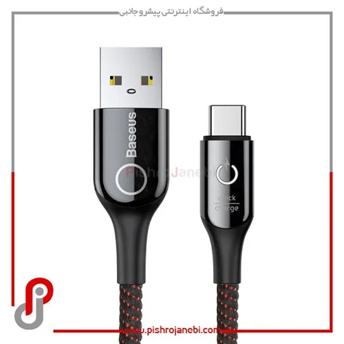 کابل شارژ USB به تایپ-سی USB-C باسئوس مدل CATCD-01 طول 1 متر رنگ مشکی