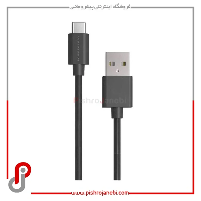 کابل تبدیل USB به USB-C پاورولوجی Powerology مدل PUC3ABK طول 1.2 متر